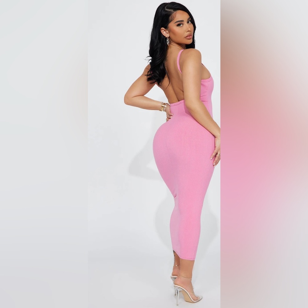 Fashion Nova Pink Snatched Maxi Dress